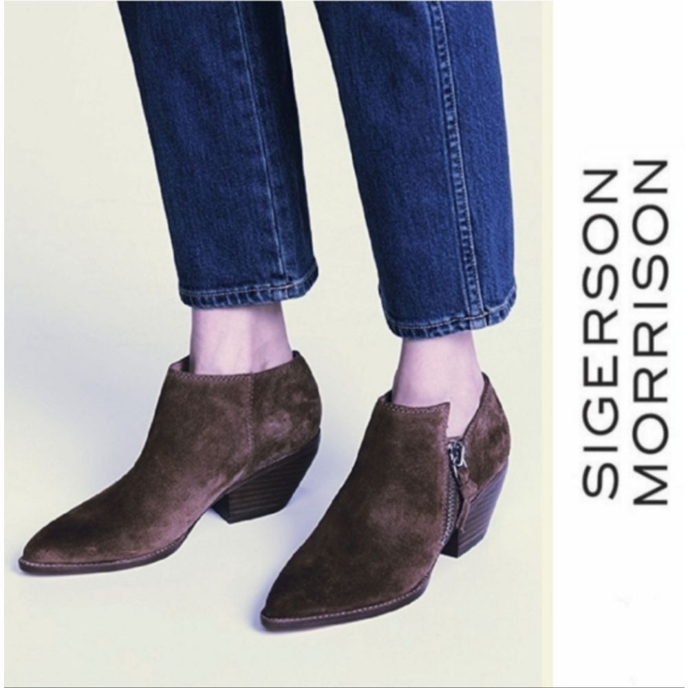 Sigerson Morrison Brown Suede Ankle Boots Size 38 Or 8
